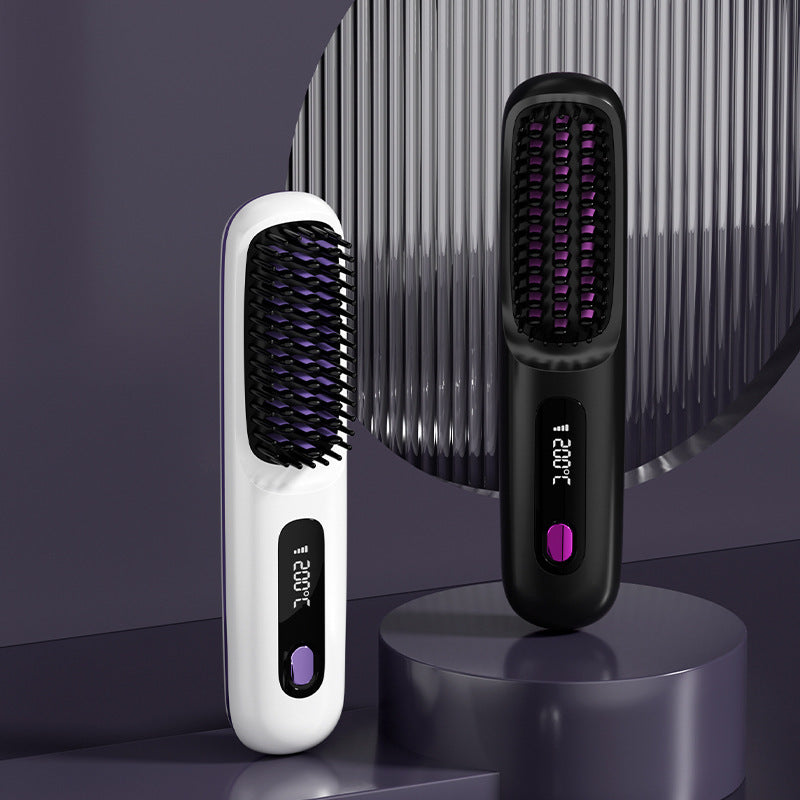 LCD USB Charging Ceramic Heating Electric Portable Straight Comb