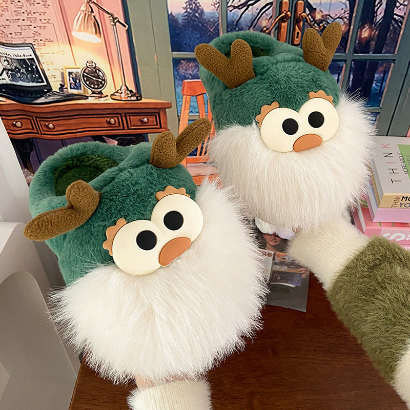 Christmas Deer Slippers – Cute Plush Winter Shoes for Women