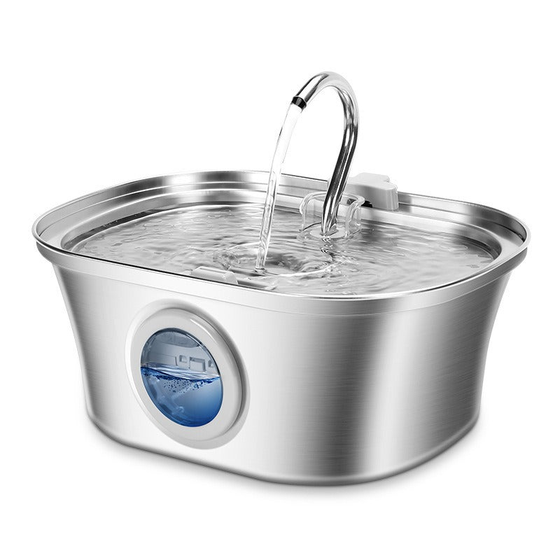 3.2L Cat Water Fountain With Water Level Window,Stainless Steel Automatic Pet Water Fountain,Dog Water Dispenser Durable USB - Ectron Online