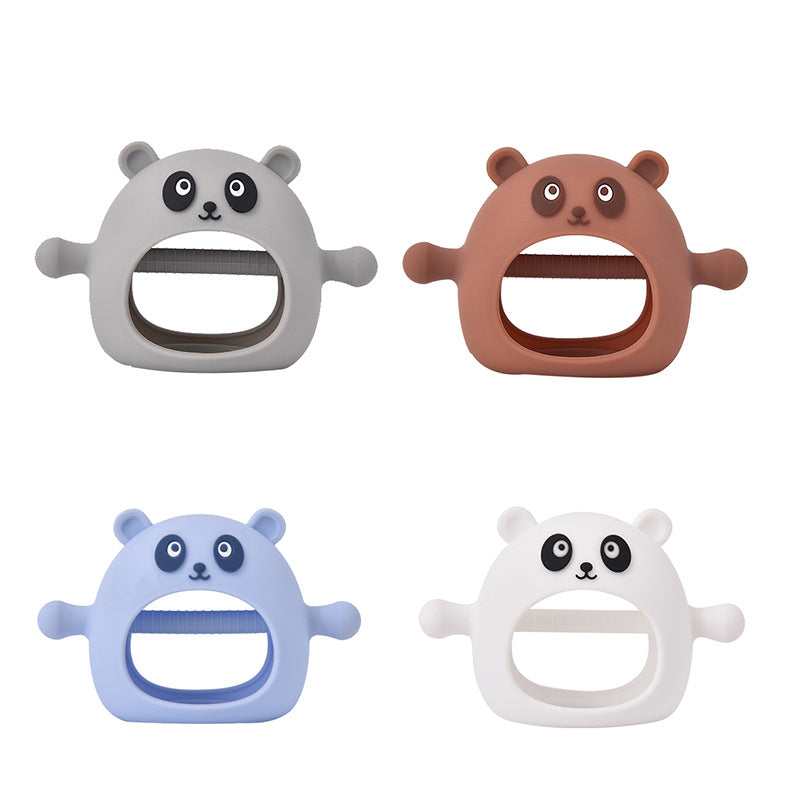 Baby Gloves Teething Rubber Silicone Baby Anti-Eating Hands Soothing Rattles Hand Ring Teething Stick Bite Toy - Ectron Online