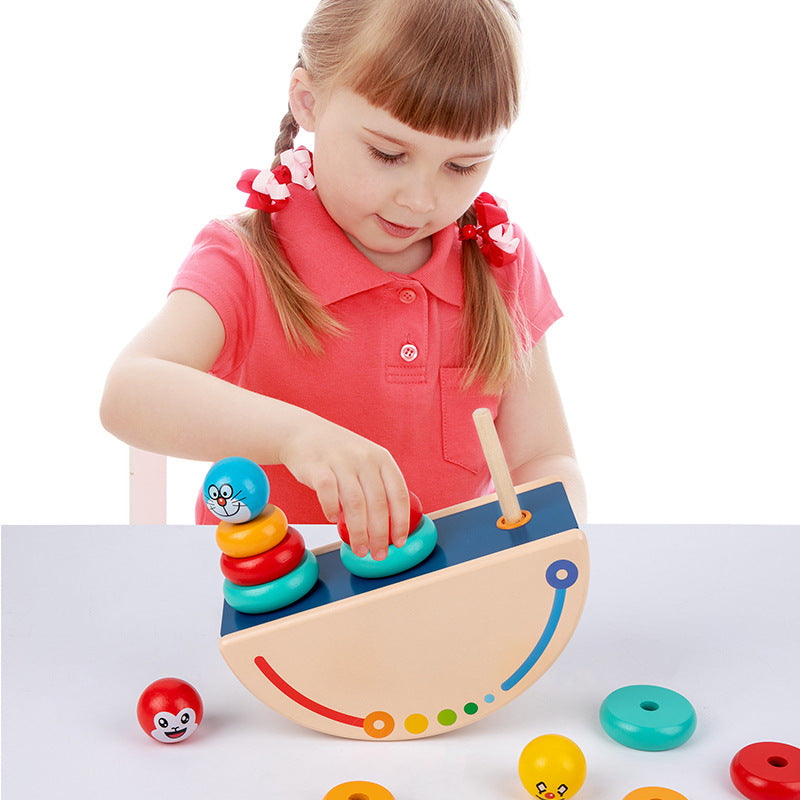 Wooden Balance Set Of Columns Children's Toys Baby Hand-Eye Coordination Logical Thinking Training Early Education Enlightenment Puzzle Building Blocks - Ectron Online