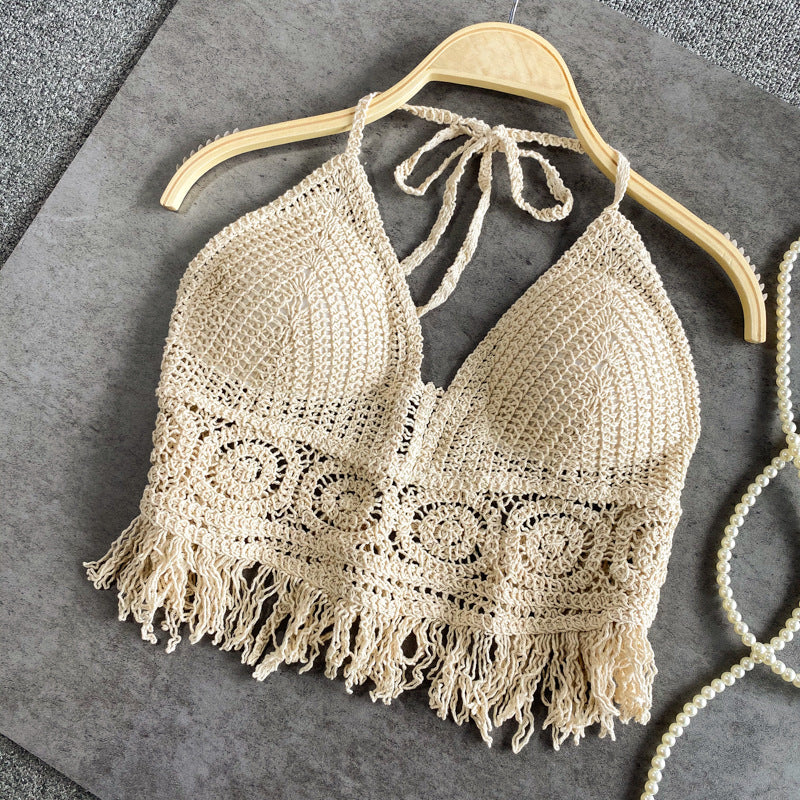 Braided Summer Strap Padded Fringe Top