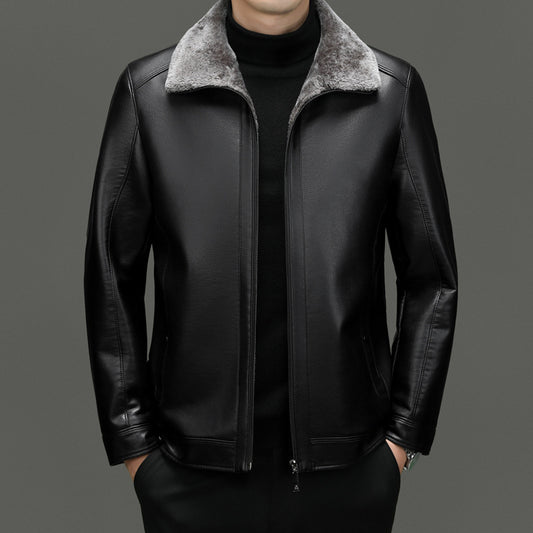 Men's Suede Winter Polo Coat Middle-aged Plus Suede Winter One-piece | Ectron Online