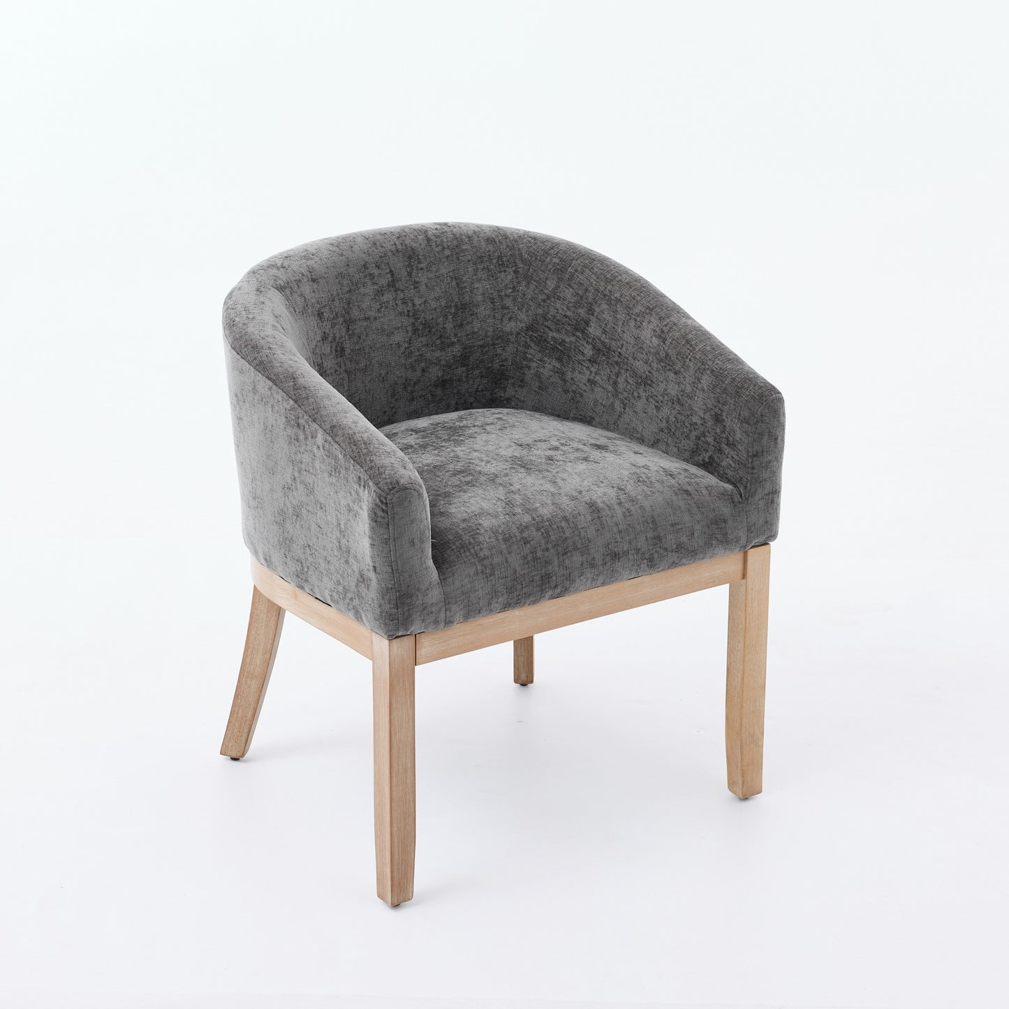 Mid-Century Modern Gray Chenille Dining Chair with Hardwood Frame