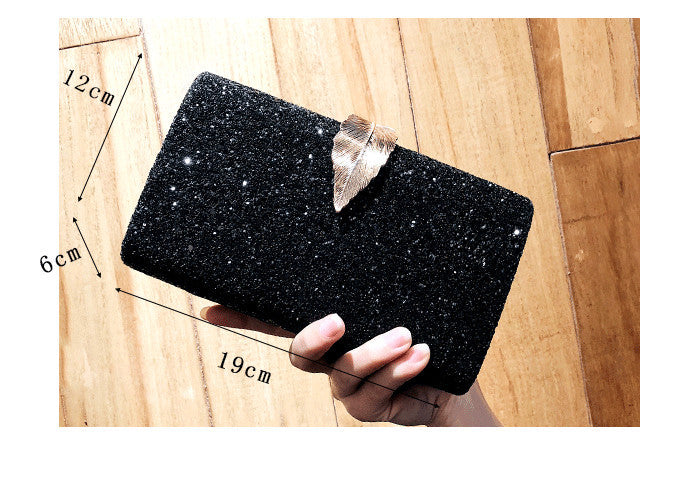Evening Bag Ladies Clutch Super Shiny Hardware Leaf Lock