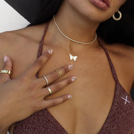 Light Luxury All-match Necklace 14K Gold-plated Rhinestone Butterfly Pendant