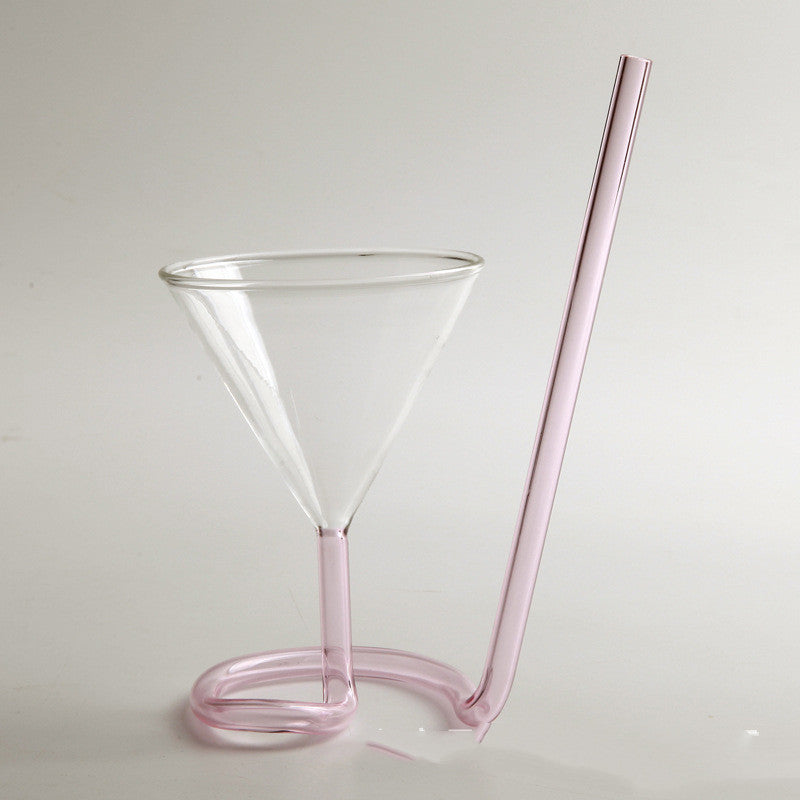 Spiral Cocktail Glass Revolving Martini Creative Long Tail Cocktail Straw Wine Glass For Bar Party Supply Barware