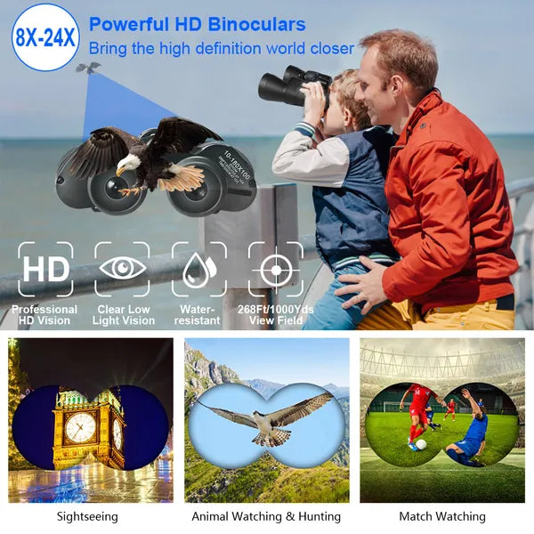 Portable Zoom Binoculars with FMC Lens | Low Light Night Vision HD