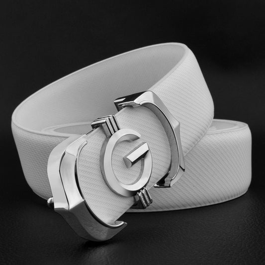 {{ brand }} Men's Leather Belts - All Styles 1 Silver logo - Men's Belts