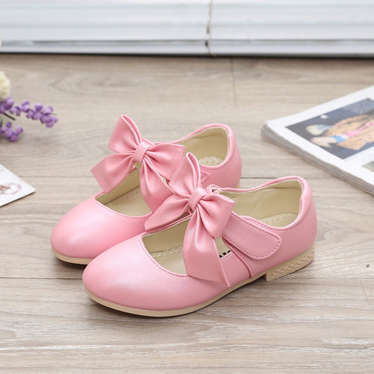 Girls' White Leather Princess Shoes with Bowknot Girls Shoes White Leather Shoes Bowknot | Ectron Online