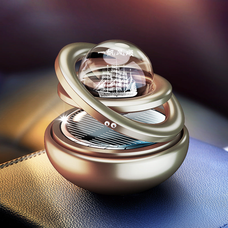 Solar Rotating Car Aroma Decoration Aluminum Alloy - Ectron Online