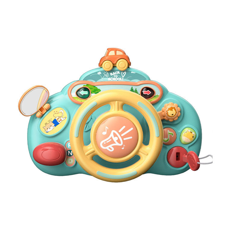 Children's simulation steering wheel cartoon simulation co pilot car rear seat car baby lighting music puzzle toy - Ectron Online