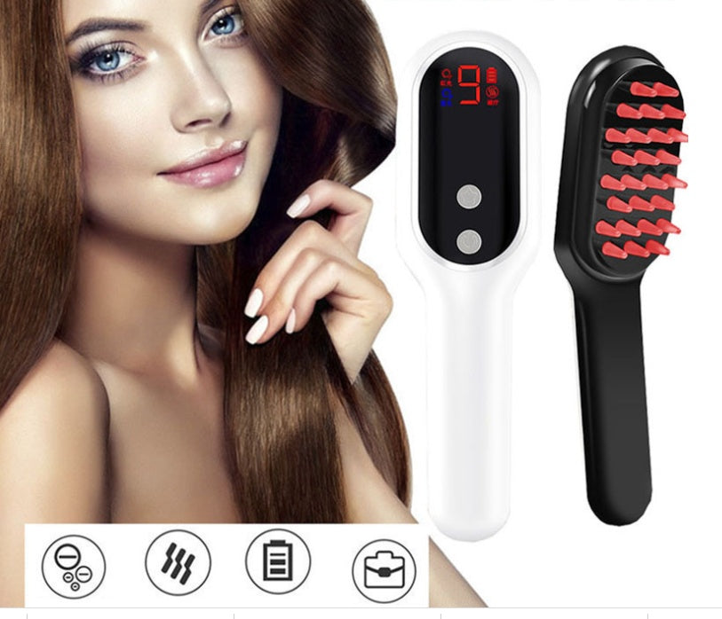 Electric Head Massager Magnetic Therapy Hair Growth Comb Blue Red Light Scalp Massage Brush Relieve Fatigue Pressure LED Display - Ectron Online