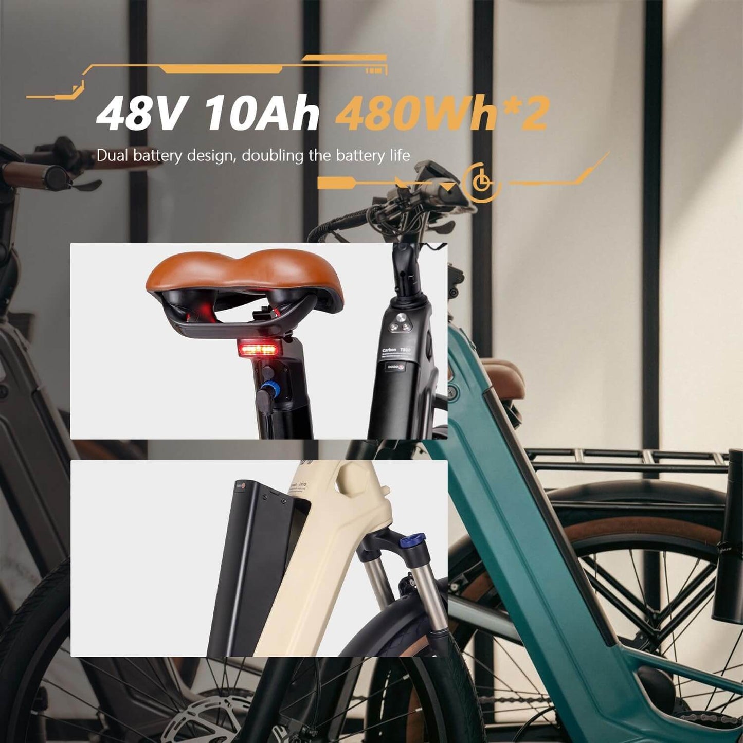 1500W Carbon Fiber E-Bike - 121-Mile Range Smart Electric Bike E-Bike, 1500W Peak Motor, Dual 48V 9.6Ah | Ectron Online