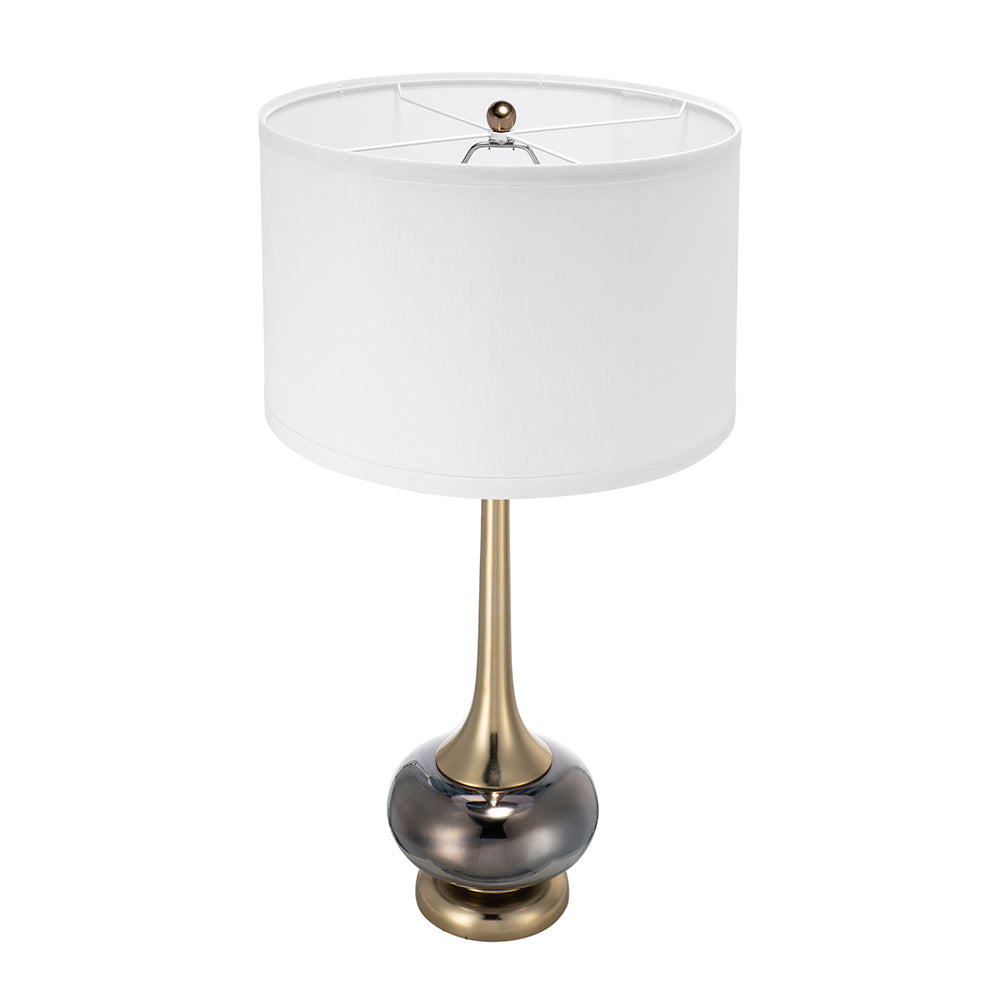 Modern Table Lamp with Glass Drum Shade - 29" Tall Desk Lamp