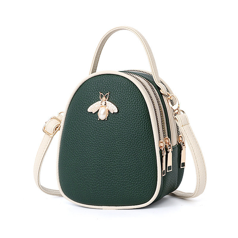 Shoulder Bag Women's New Bee Mini Three-layer Zipper Backpack