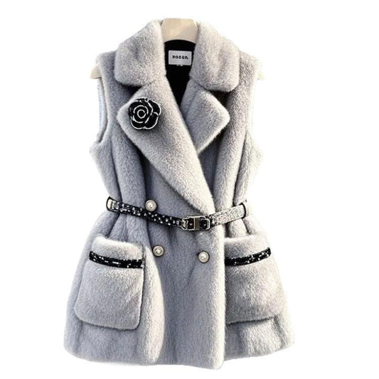 French Style Bandage Dress Waist-Tight Gray Vest French Style High-grade Bandage Dress Wa | Ectron Online