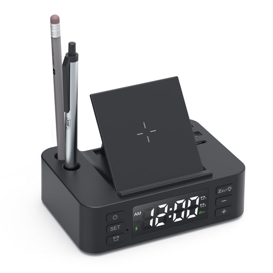 Clock wireless charging phone holder pen holder multifunctional 15W wireless charging fast charging - Ectron Online