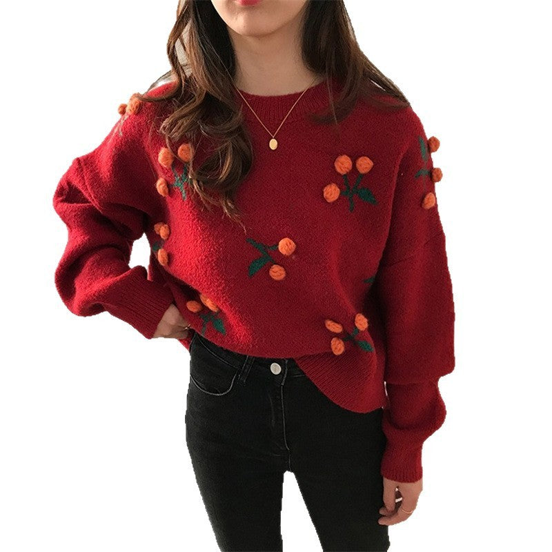 Women's 3D Cherry Sweater