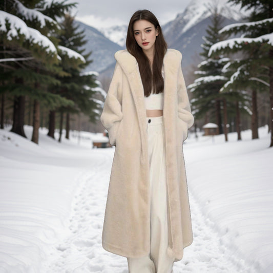 Loose Plus Size Long Leopard Print Fur Coat