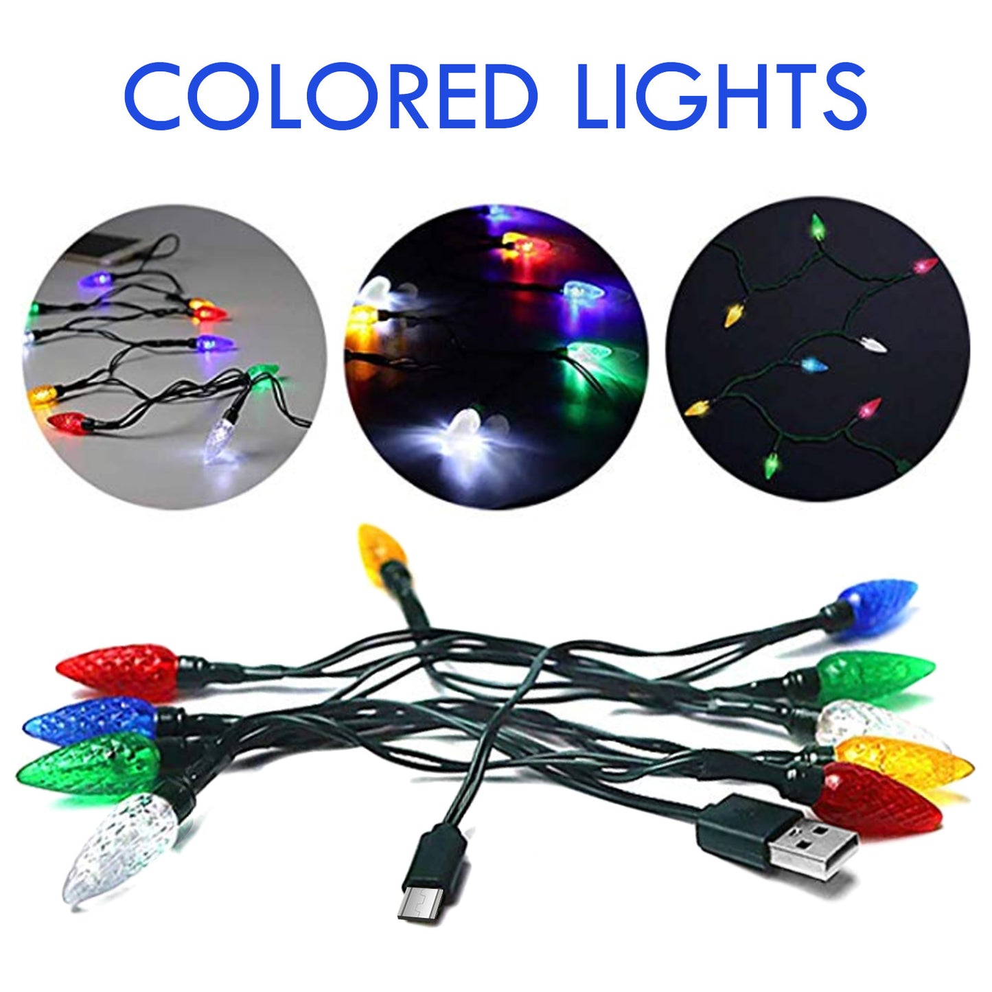 Merry Christmas Light Led Usb Charging Cable Charger Cord With LED Lights For Room Decoration Night Light Micro USB Type-C Port - Ectron Online