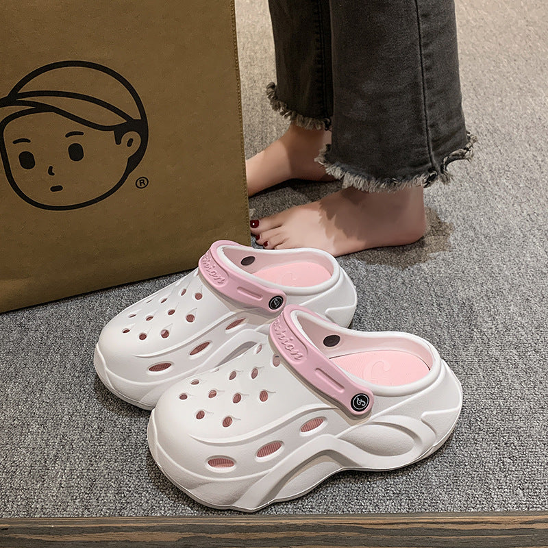 Women's Thick-soled Double-stitching Hole Shoes Summer