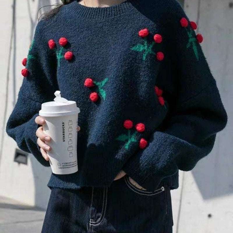 Women's 3D Cherry Sweater