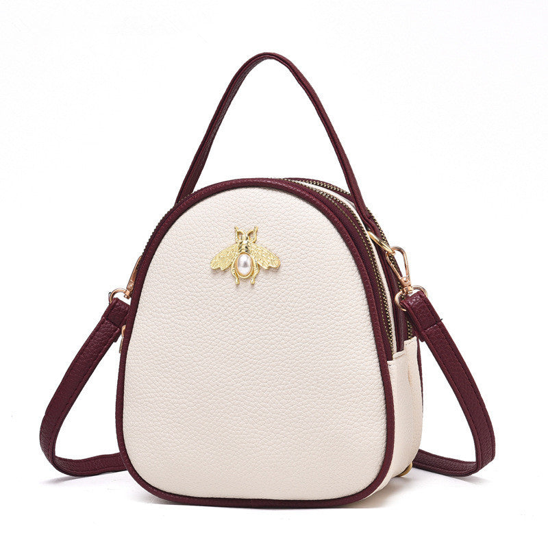 Shoulder Bag Women's New Bee Mini Three-layer Zipper Backpack
