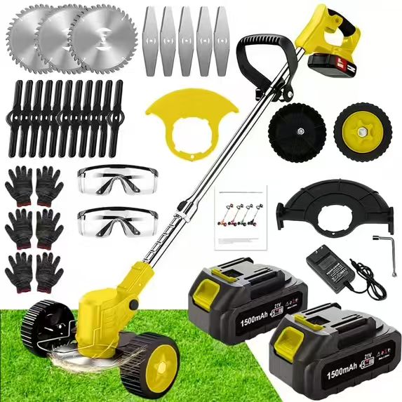 21V Cordless Weed Eater with Wheels - 3-in-1 Battery Trimmer