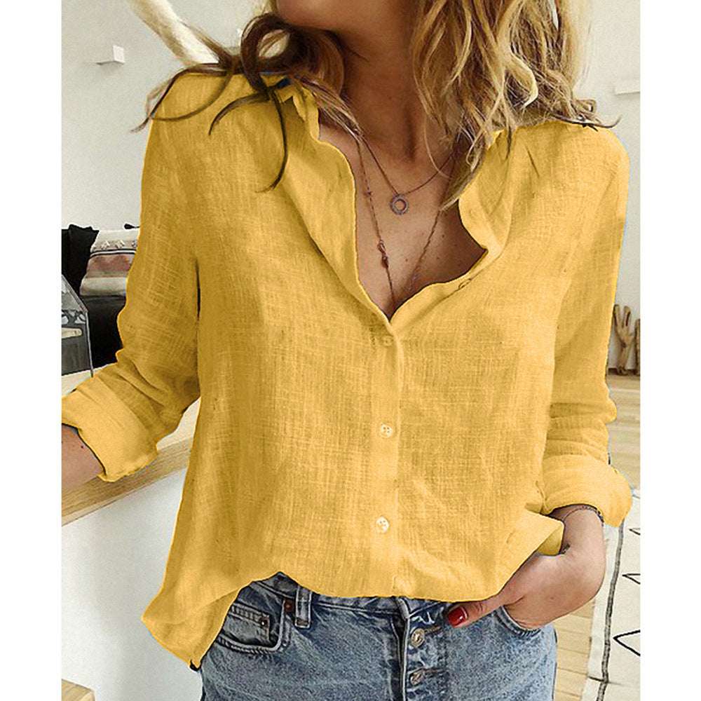 Women’s Loose Button Lapel Cardigan – Long Sleeve Blouse Top Loose Button Lapel Cardigan Top Long Sle | Ectron Online