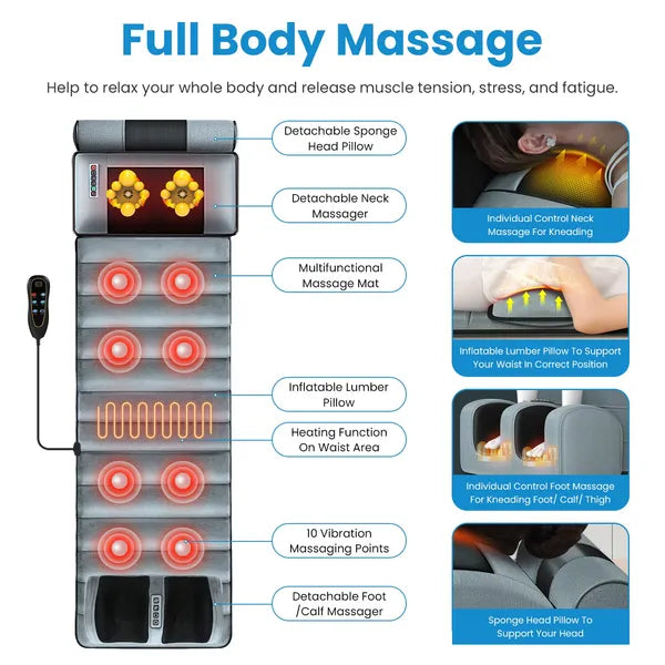 Full Body Electric Massage Mat with Heat Full Body Electric Massage Mat Heating V | Ectron Online