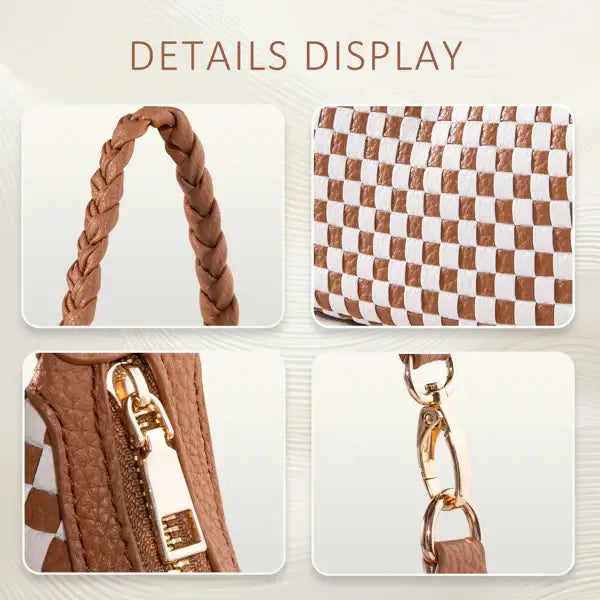 Women's Woven Hobo Handbag - Brown Vegan Leather Weave Tote Women Woven Hobo Handbag For Women Fashi | Ectron Online