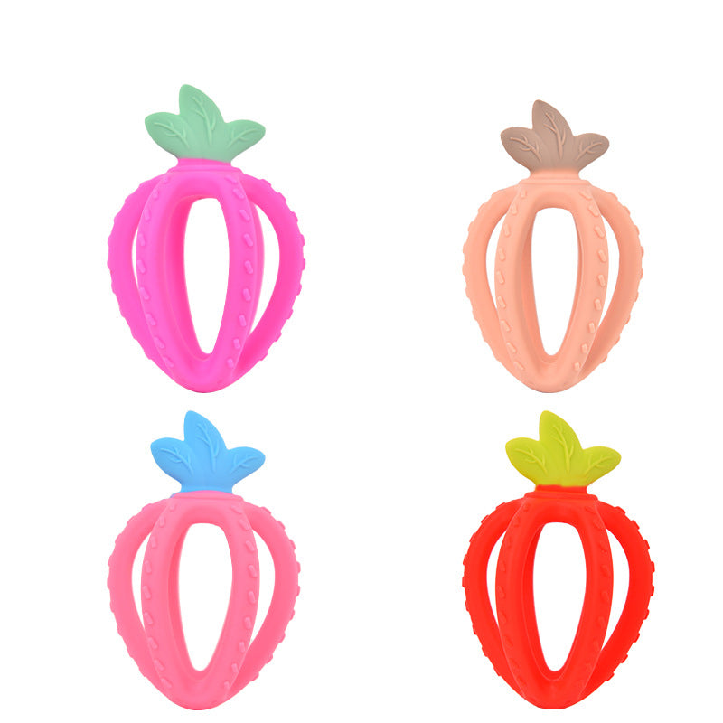Baby Gloves Teething Rubber Silicone Baby Anti-Eating Hands Soothing Rattles Hand Ring Teething Stick Bite Toy - Ectron Online
