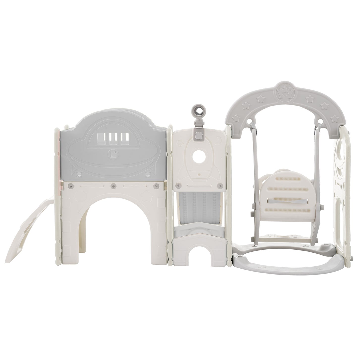 Toddler Slide and Swing Set 7 in 1, Kids Playground Climber Slide Playset with Basketball Hoop Freestanding Combination - Ectron Online