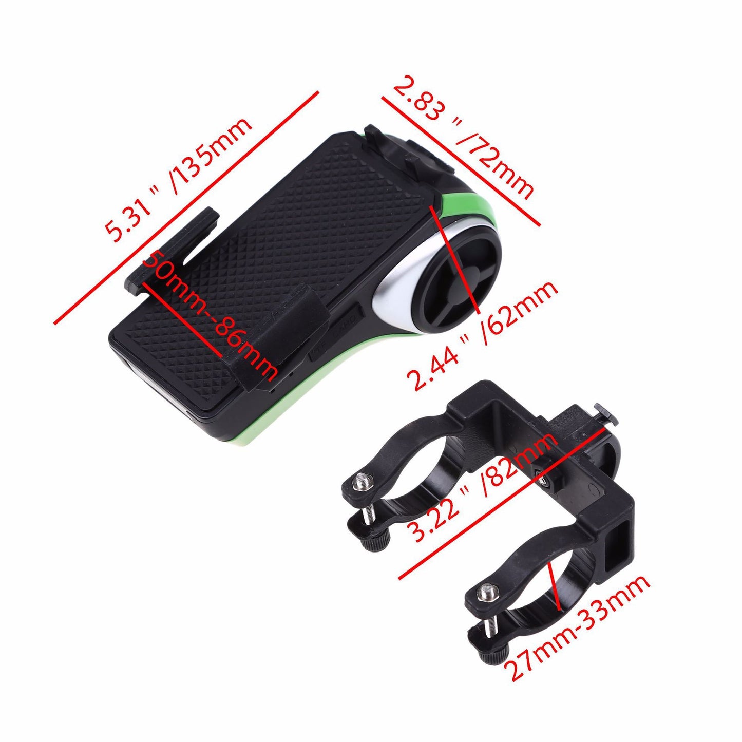 5 In 1 Double LED Bicycle Light Bluetooth Audio MP3 Player Speaker Charging Power Bank Ring Bell Bicycle Phone Holder - Ectron Online