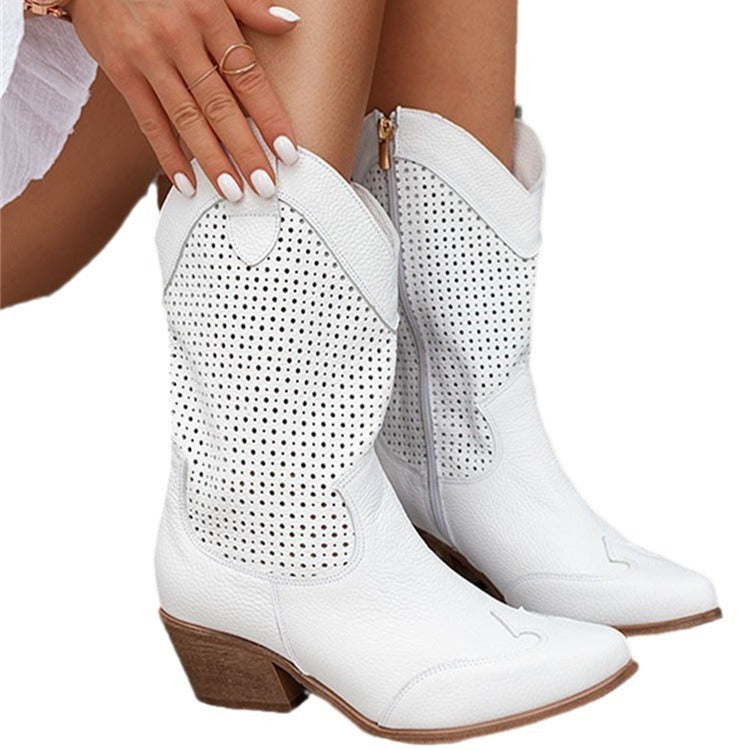 Mid-Heel Boots: Burnt-out Suede for Women Women's Shoes | Ectron Online