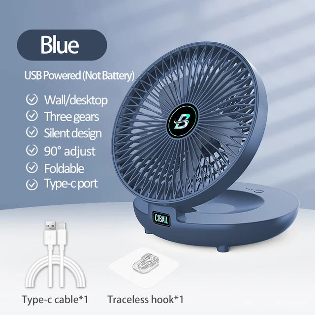 Best Sellers 2IN1 Folding Desktop Fan Portable Air Conditioner Wall Mounted Fan Rechargeable With 3 Gears for Home Office - Ectron Online