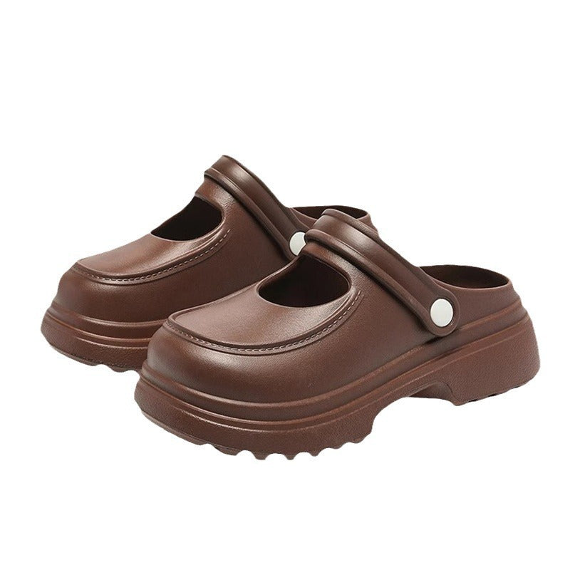 Mary Jane Closed-toe Slippers Female EVA Outdoor Non-slip Beach Flip-flops