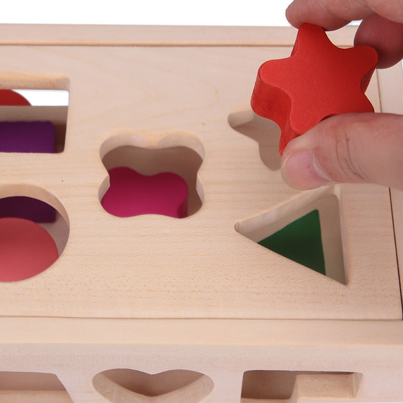 Pulling a 15 hole car intelligence box for children aged 0-3, shape matching of educational toys, baby color recognition building blocks - Ectron Online