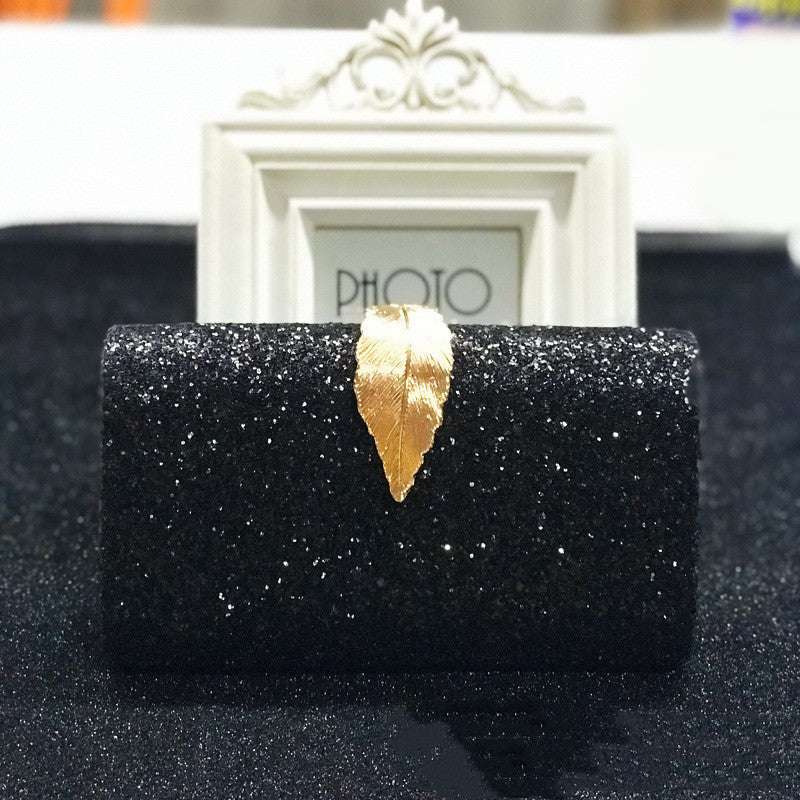 Evening Bag Ladies Clutch Super Shiny Hardware Leaf Lock
