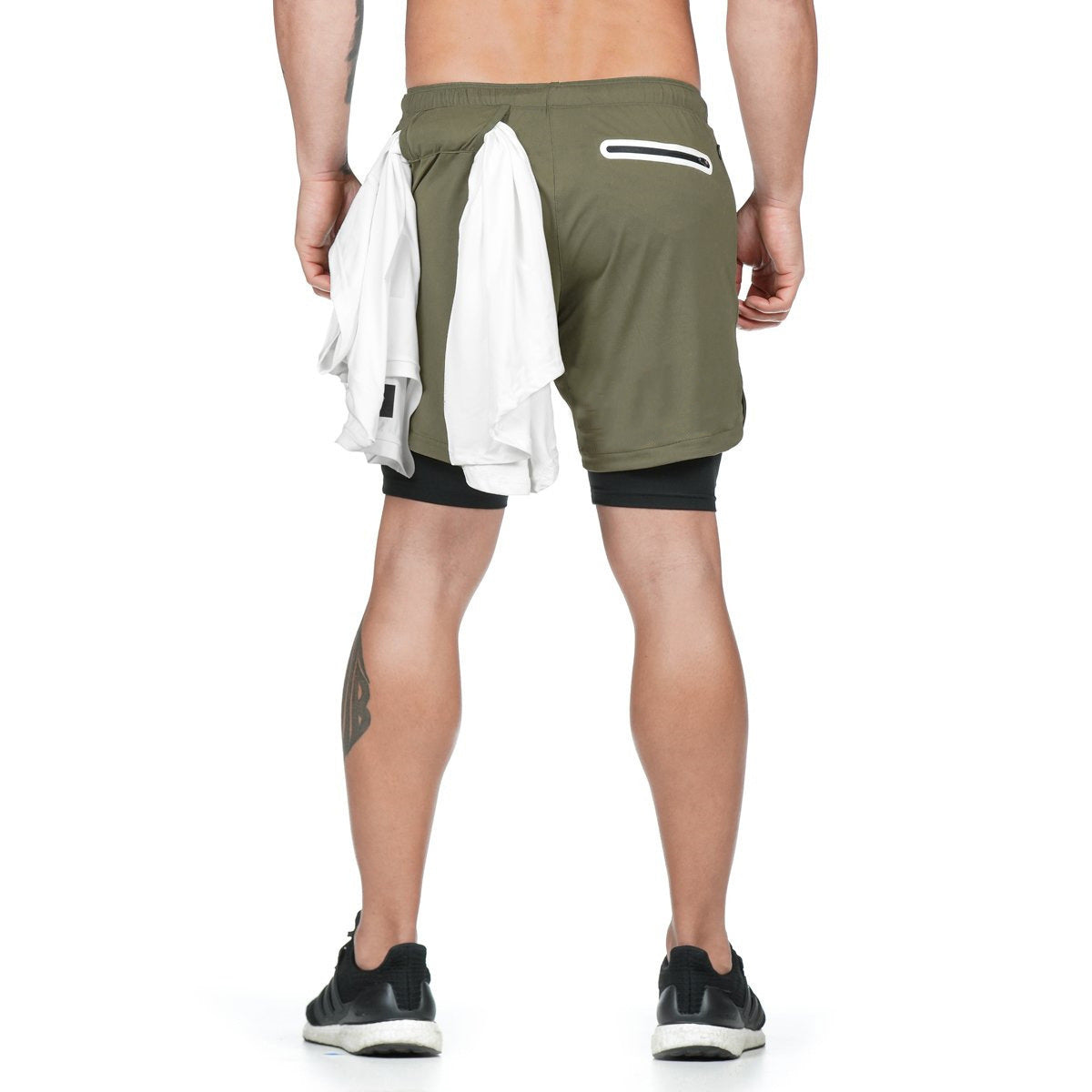 Running Shorts Men 2 In 1 Double-deck Quick Dry GYM Fitness Jogging Workout Pants