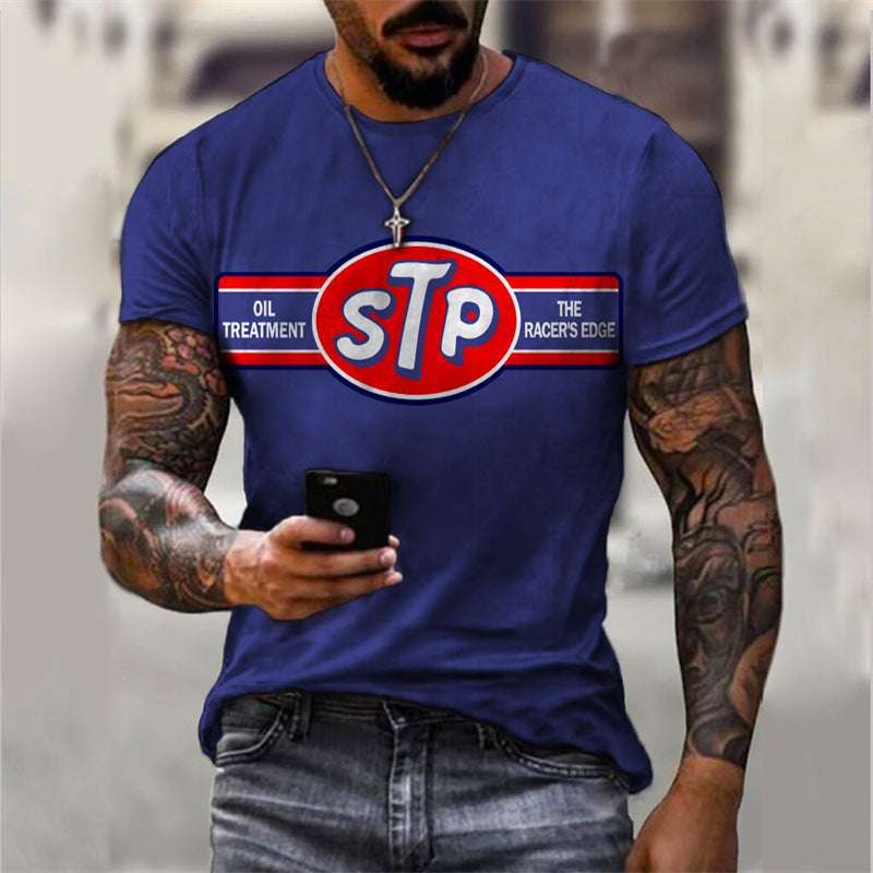 Retro Style Casual T-shirt Street Fashion Men's Printed Loose Short Sleeve