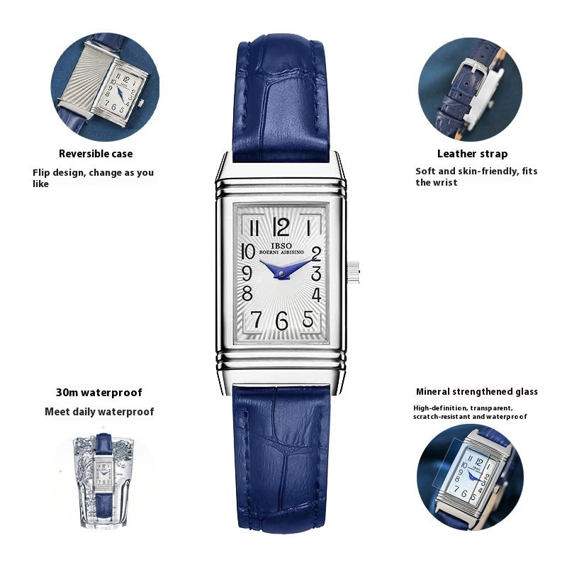 Flip Women's Square Leather Strap Watch - Ectron Online