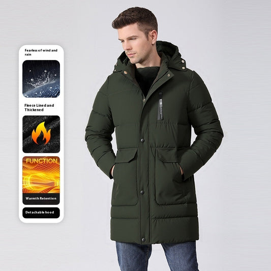 Men's Long Fleece-Lined Coat - Thickened & Cotton-Padded Men's Fleece-lined Thickened Long Sectio | Ectron Online