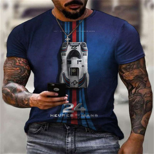 Retro Style Casual T-shirt Street Fashion Men's Printed Loose Short Sleeve