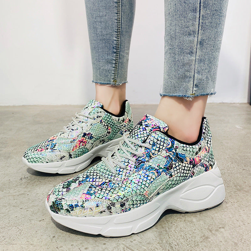 Women's snakeskin platform sneakers