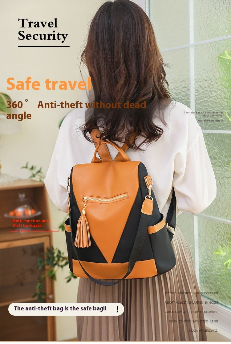 Simple Fashion Large Capacity Color Contrast Patchwork Casual Backpack