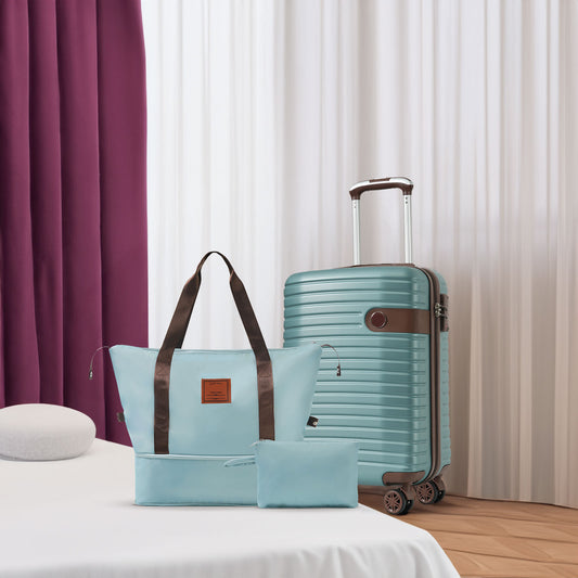 Luggage Sets 3 Piece Carry on Luggage 22x14x9 Airline Approved, Lightweight Hardshell ABS Suitcases with Wheels, 20 inch, Blue - Ectron Online