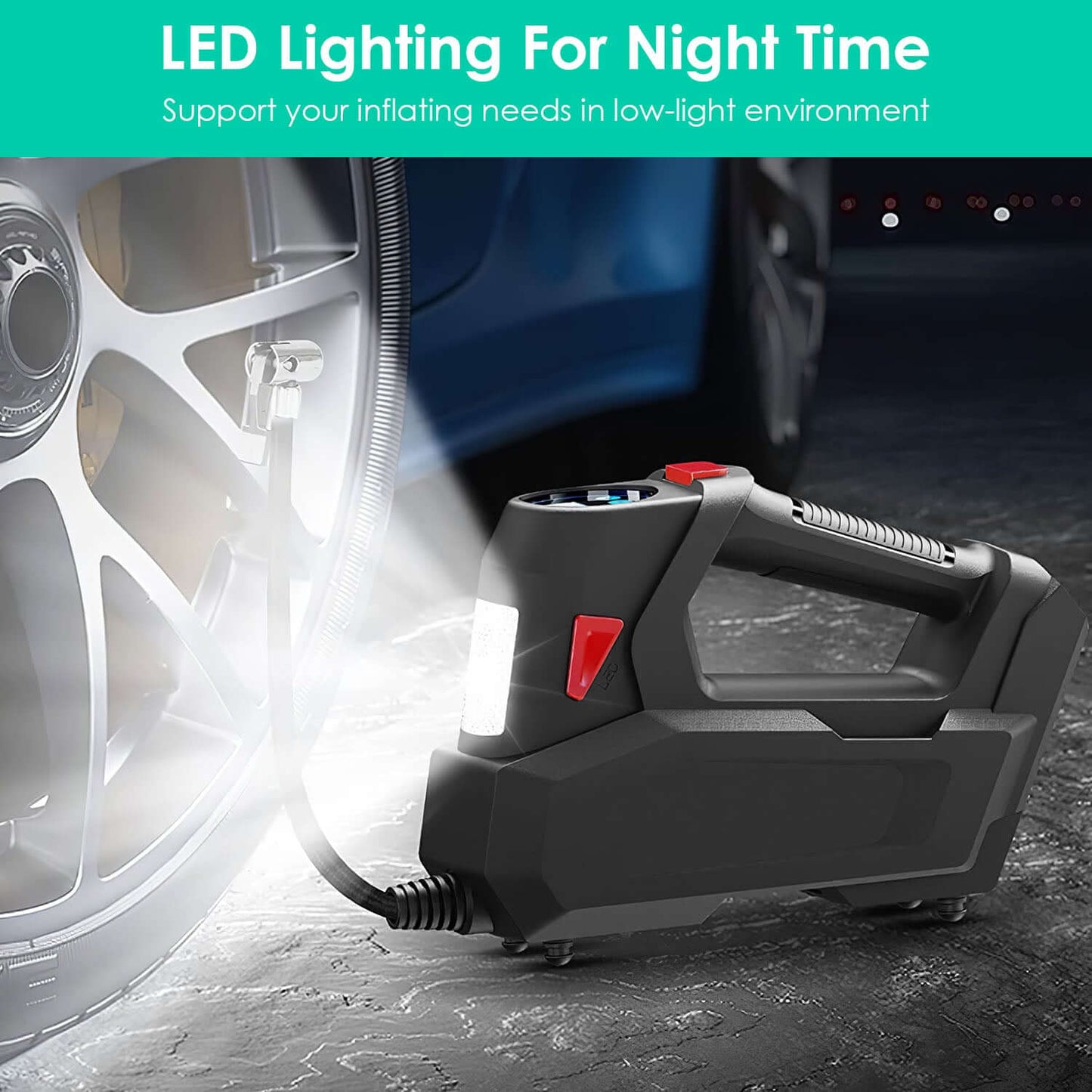 120 PSI Portable Tire Inflator - 90W High-Power Air Compressor 1Pc Portable Tire Inflator 120 PSI Maxim | Ectron Online