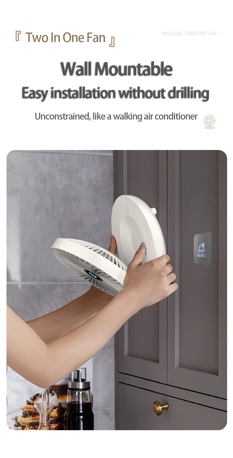 Best Sellers 2IN1 Folding Desktop Fan Portable Air Conditioner Wall Mounted Fan Rechargeable With 3 Gears for Home Office - Ectron Online